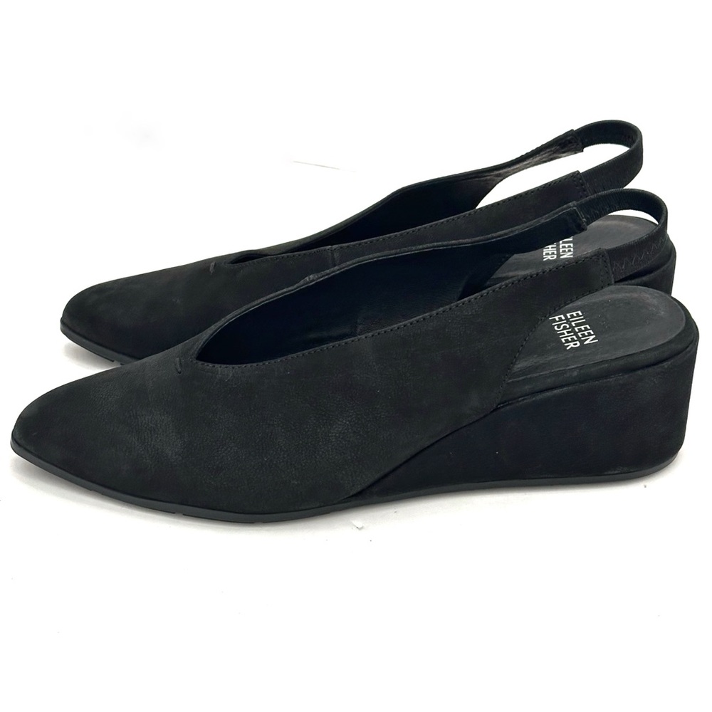 Eileen Fisher Women's Eileen Fisher Devi Slingback Nubuck Wedge Shoes Sz8